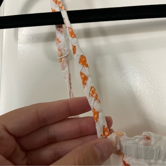 Volcom White with Orange Embroidered Pixie Dust Button Front Cami Tank - Picture 2 of 10